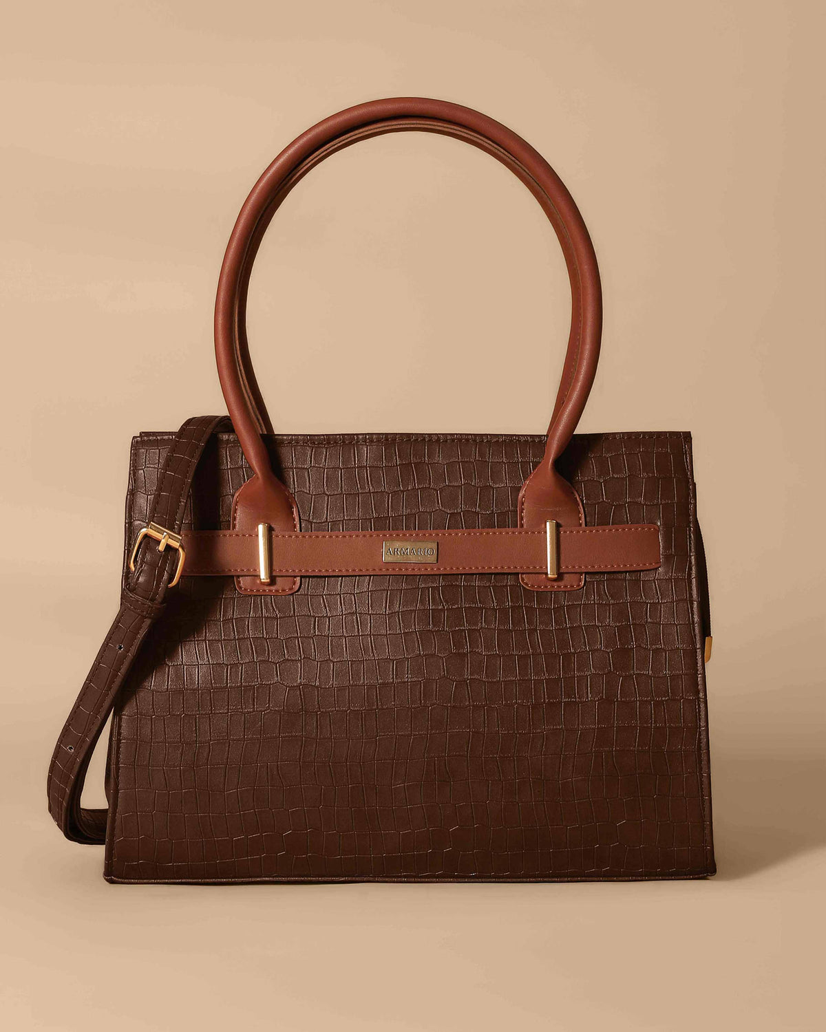 Vintage Crocodile Bag Chocolate Brown with Women's Wallet Chocolate Brown