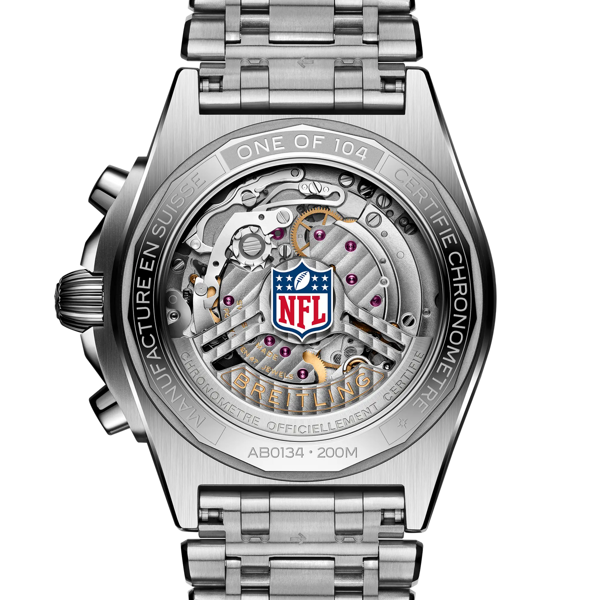 BRT Chronomat B01 42 NFL New York Giants Edition with Stainless Steel Bracelet